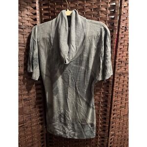 Citi Life Womens Tunic Top Gray Cowl Neck Short Sleeve Knit Casual‎ Comfy Medium